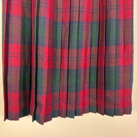 Vintage Moffat Woollens Skirt SZ 12 Tartan Plaid Pleated Wool Red Green Scotland - Picture 6 of 8